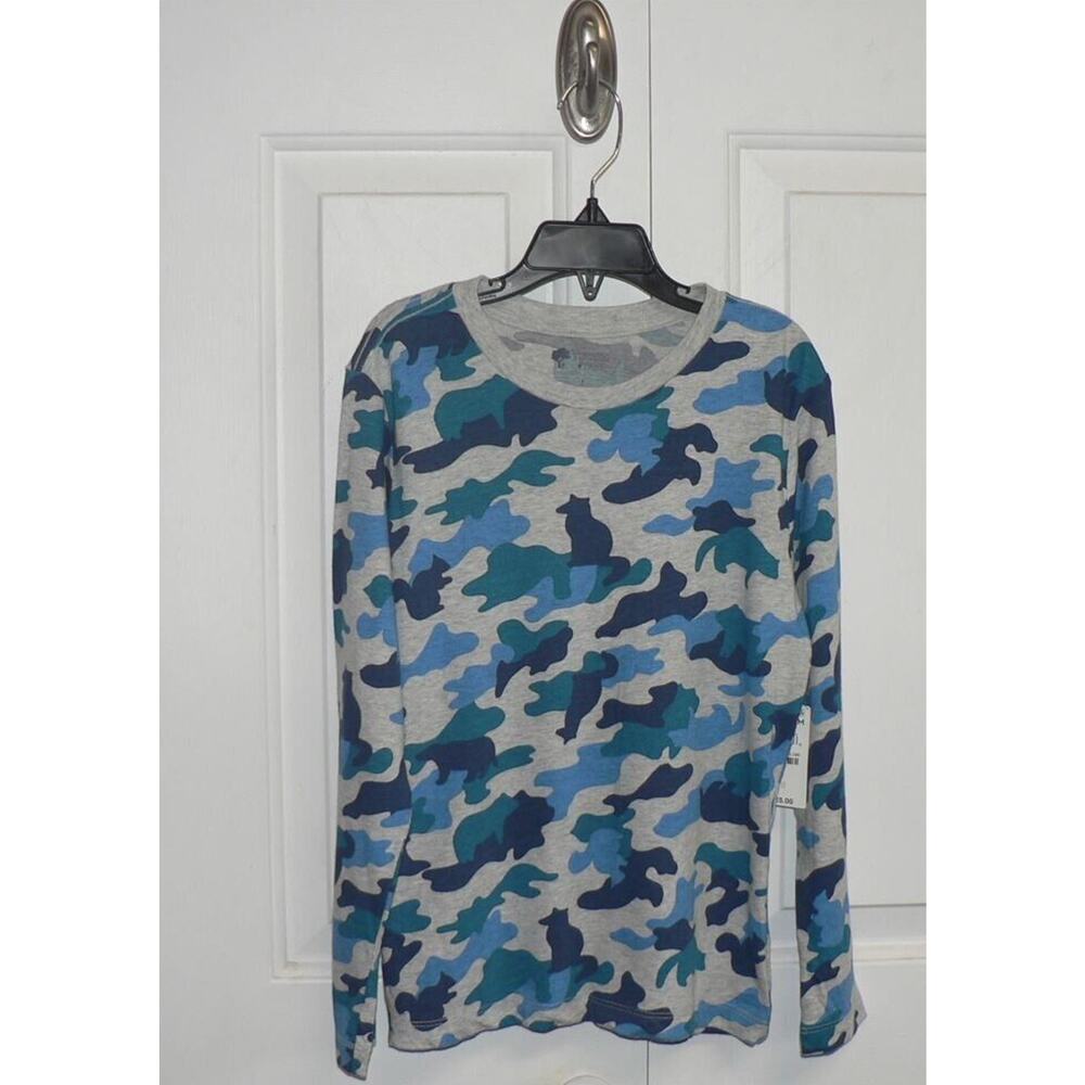 Tucker + Tate Boys Long Sleeve Crew Tee in Grey Light Heather Animal Camo Size 7